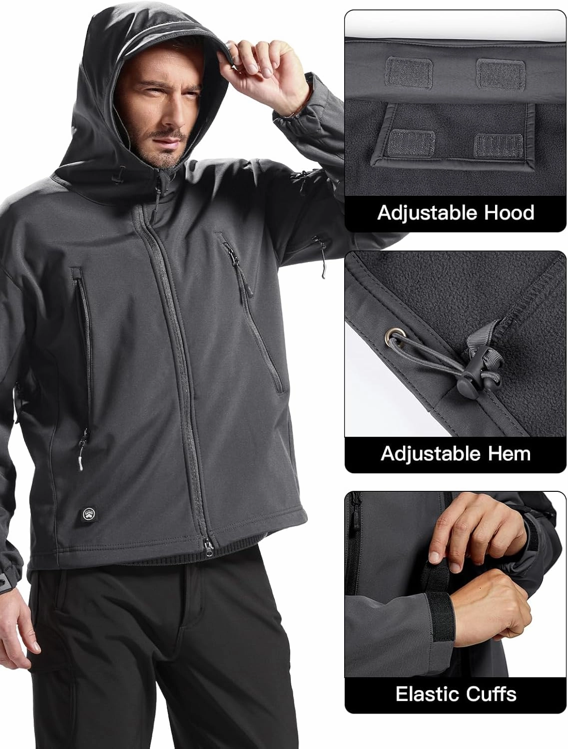 FREE SOLDIER Men's Outdoor Waterproof Soft Shell Hooded Military Tactical Jacket
