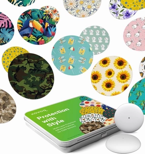Freestyle Libre 2 & Lingo Colorful Adhesive Patches, 2pcs Protective Hardshell Cover   10pcs Surprise Pattern Sensor Patches,Multiple Protection for CGM Glucose Monitor