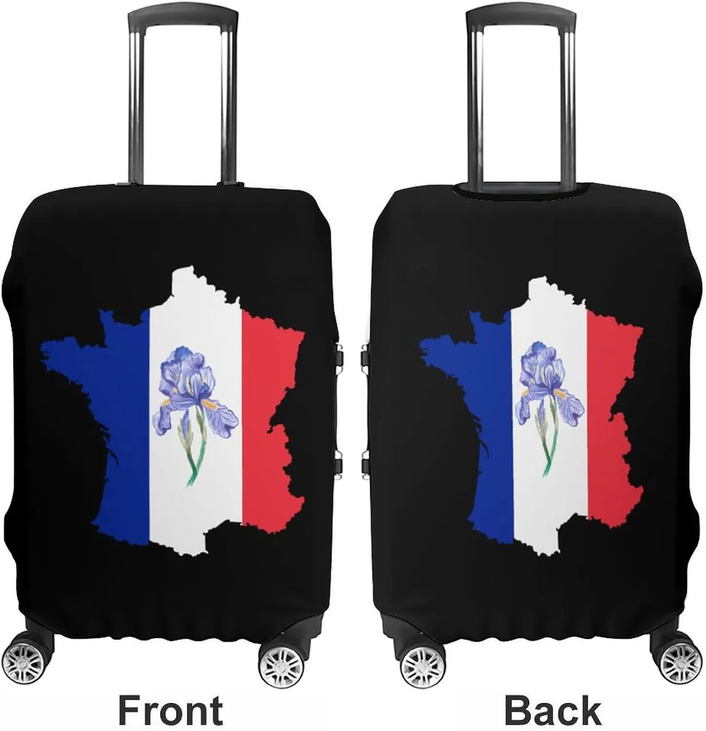 French Map Iris Odorifera French Flag Fashion Luggage Covers Washable Travel Suitcase Cover Elastic Baggage Protector