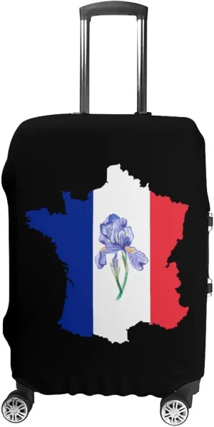 French Map Iris Odorifera French Flag Fashion Luggage Covers Washable Travel Suitcase Cover Elastic Baggage Protector