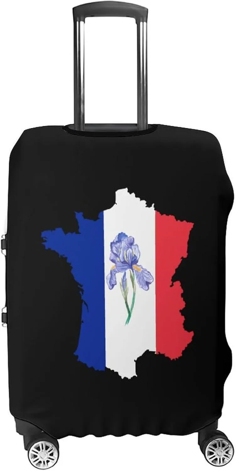 French Map Iris Odorifera French Flag Fashion Luggage Covers Washable Travel Suitcase Cover Elastic Baggage Protector