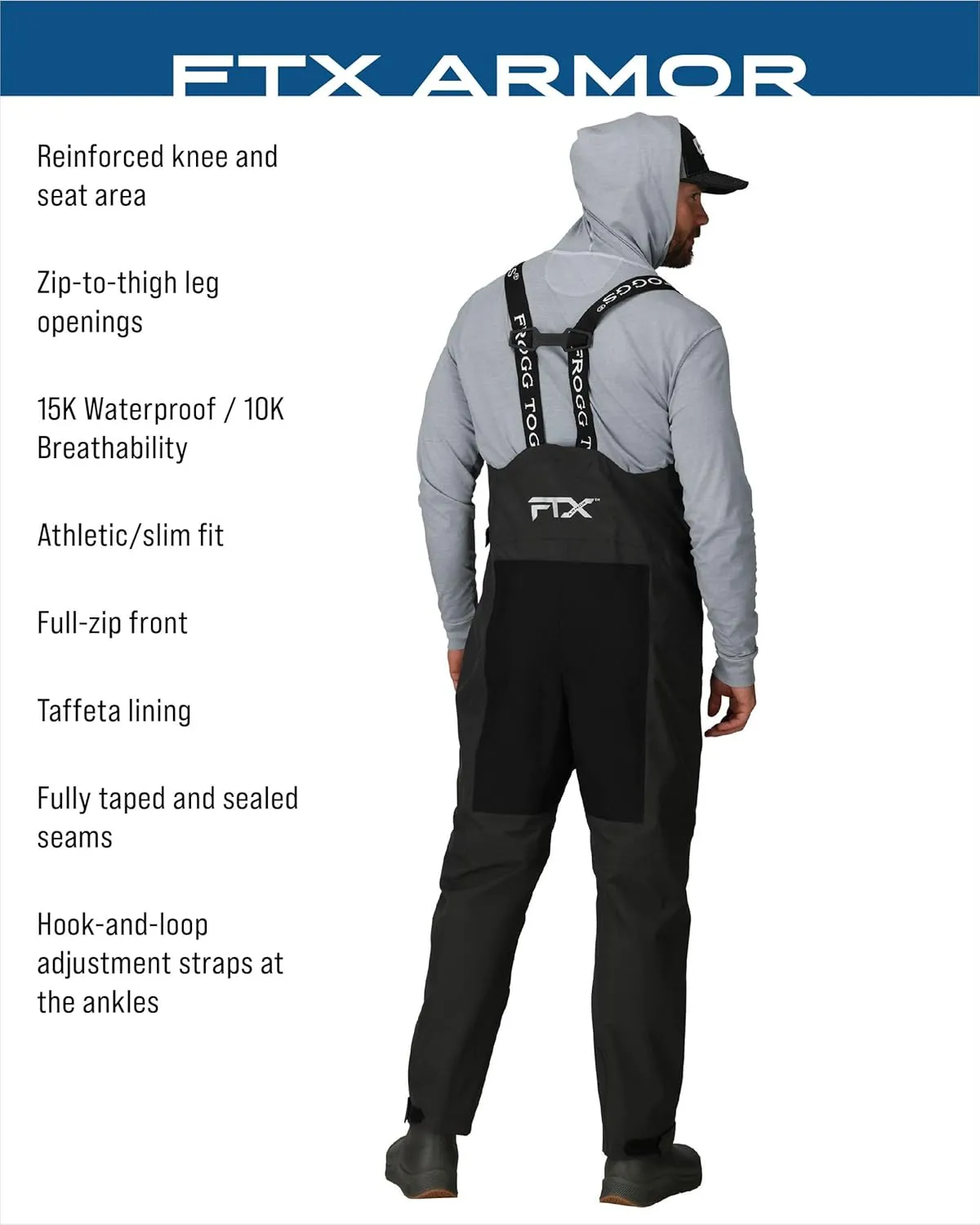 FROGG TOGGS Men's FTX Armor Premium Waterproof Rain, Fishing Bibs