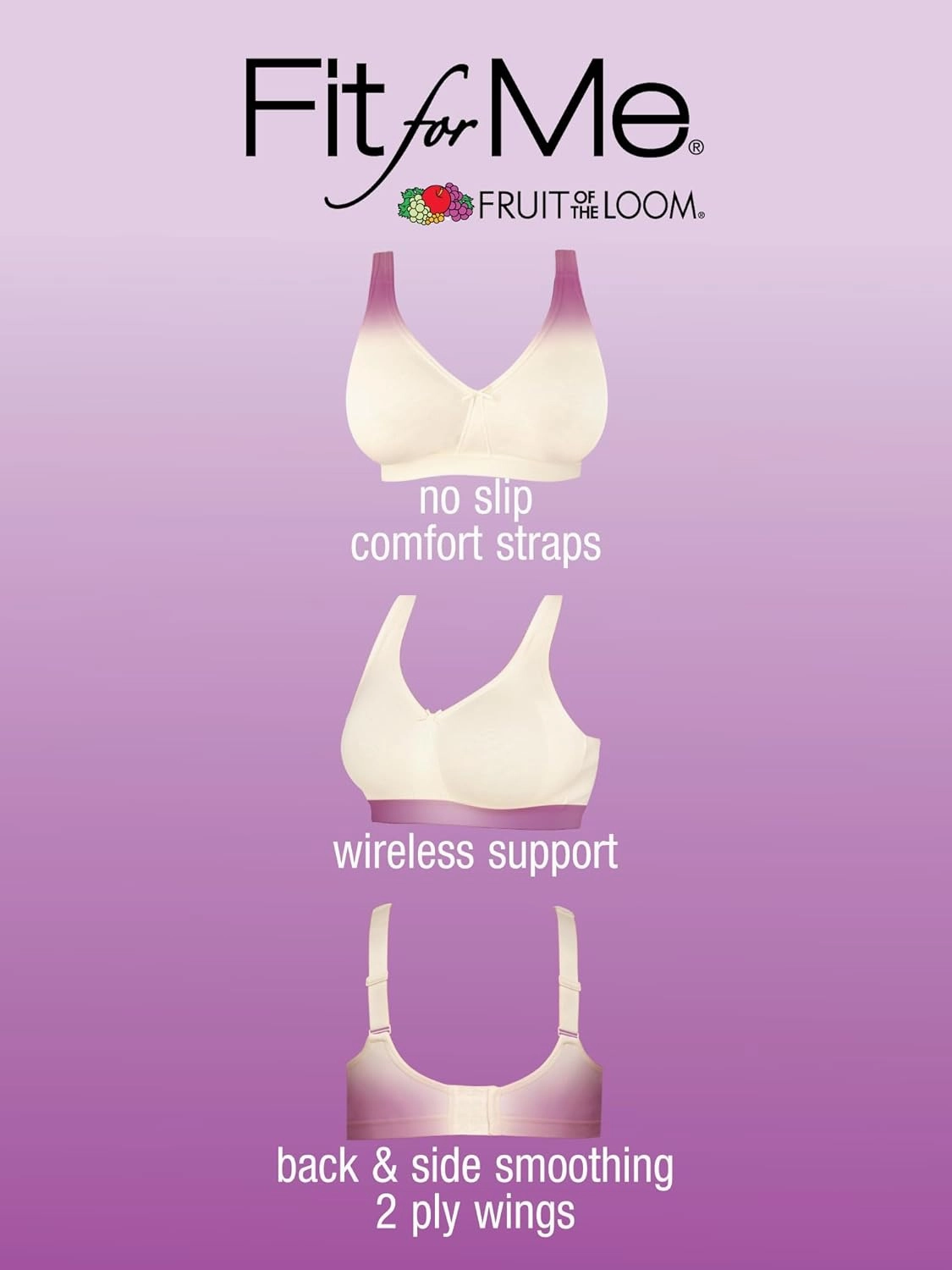 Fruit of the Loom Women's Fit for Me Collection: Plus-Size Wireless Bra - Soft Cotton Comfort & Support