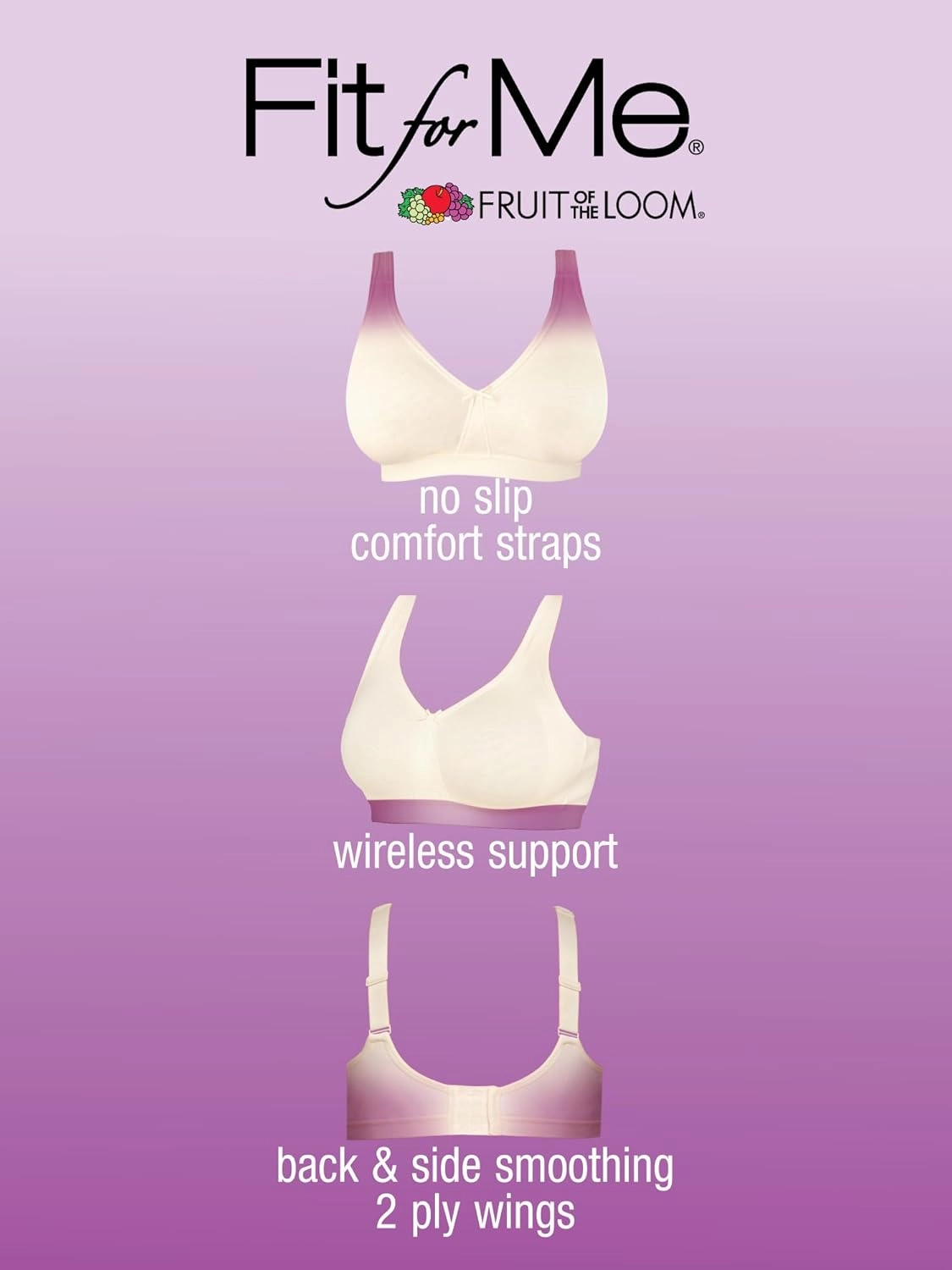 Fruit of the Loom Women's Fit for Me Collection: Plus-Size Wireless Bra - Soft Cotton Comfort & Support