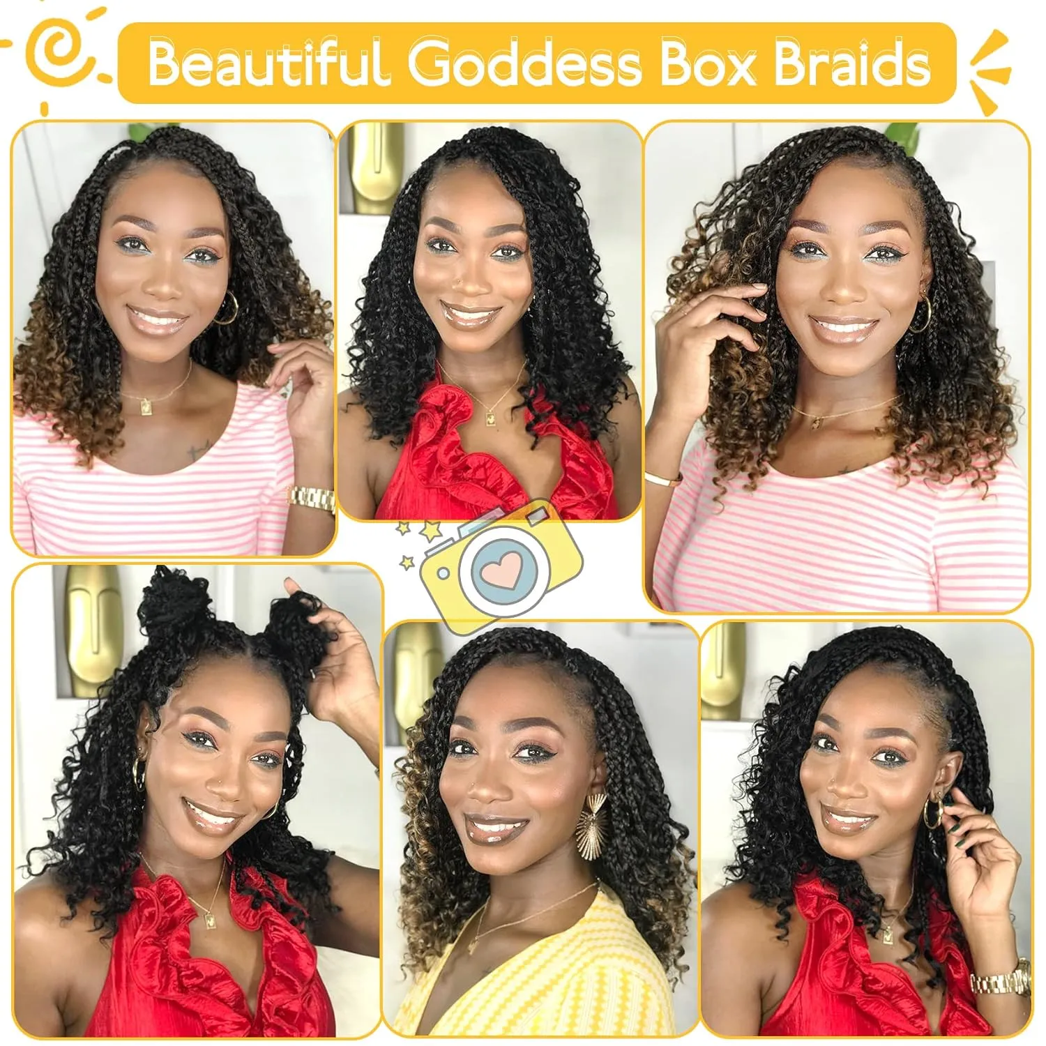 Fulcrum Goddess Box Braids Crochet Hair 14 Inch, 9 Packs Boho Box Braid Crochet Hair for Women, Pre-looped Bohemian 3X Crochet Braiding Hair with Curly Ends (14Inch, 1B/530/350#)