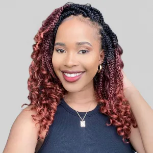 Fulcrum Goddess Box Braids Crochet Hair 14 Inch, 9 Packs Boho Box Braid Crochet Hair for Women, Pre-looped Bohemian 3X Crochet Braiding Hair with Curly Ends (14Inch, 1B/530/350#)