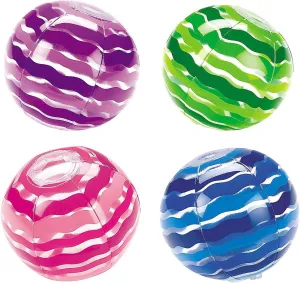 Fun Express Bright Colored Striped Beach Balls (Set of 12) Kids Pool Party Favors and Supplies