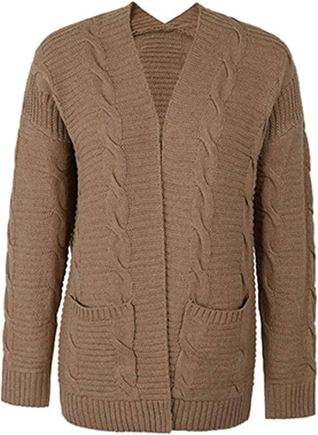 futurino Knit Cardigan Women's Chunky Open Front Outwear Cover Up with Pockets