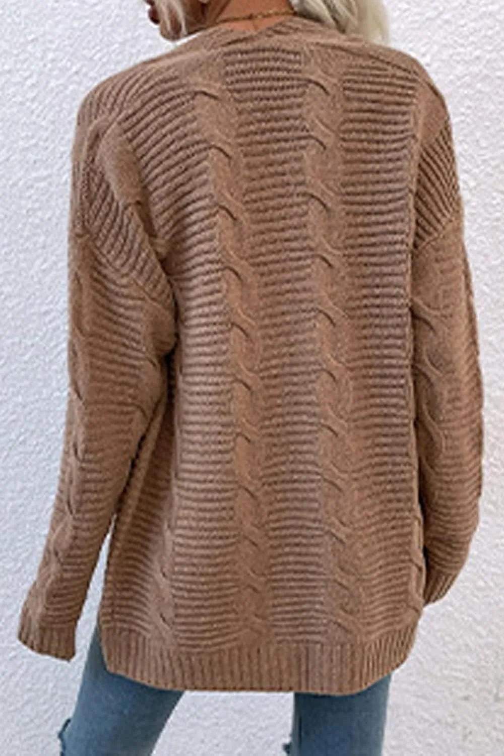 futurino Knit Cardigan Women's Chunky Open Front Outwear Cover Up with Pockets