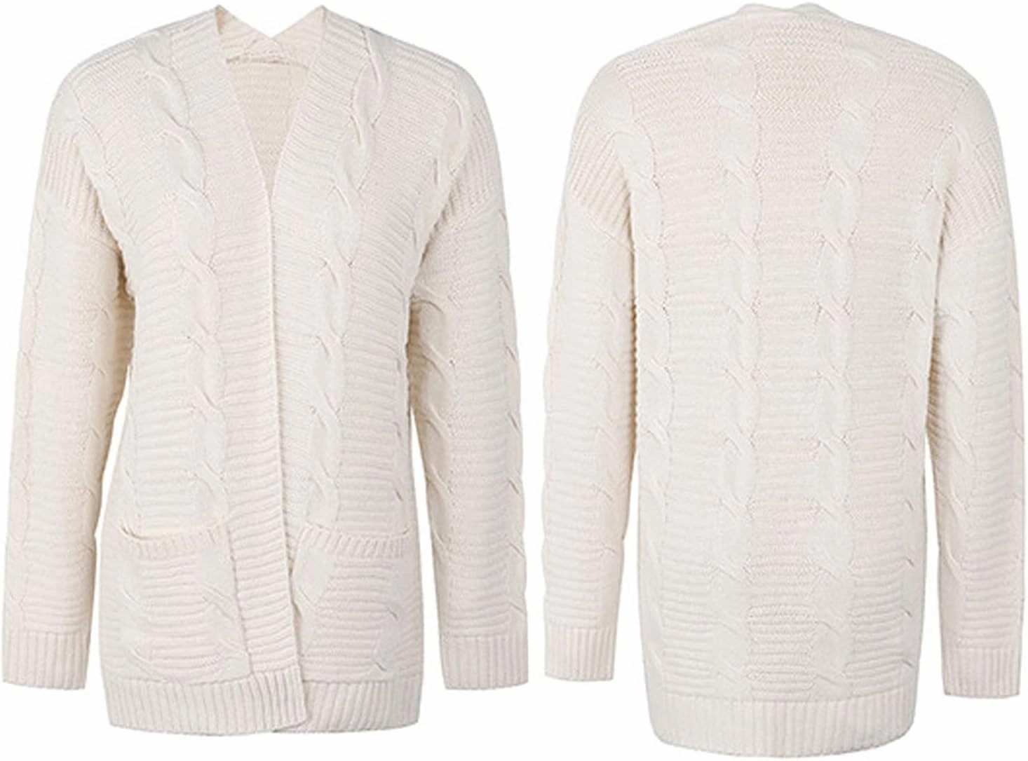futurino Knit Cardigan Women's Chunky Open Front Outwear Cover Up with Pockets