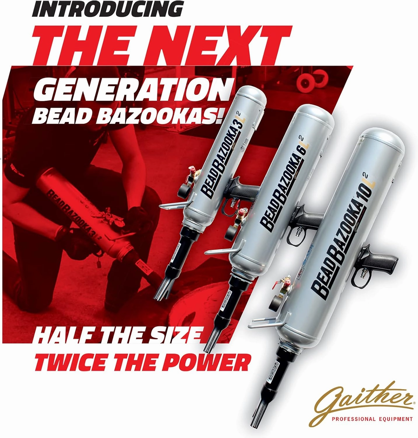 Gaither Handheld Bead Bazooka - 2nd Generation, Bead Seater Tool with Rapid Air Release, for Passenger, Commercial, and Agricultural Vehicles