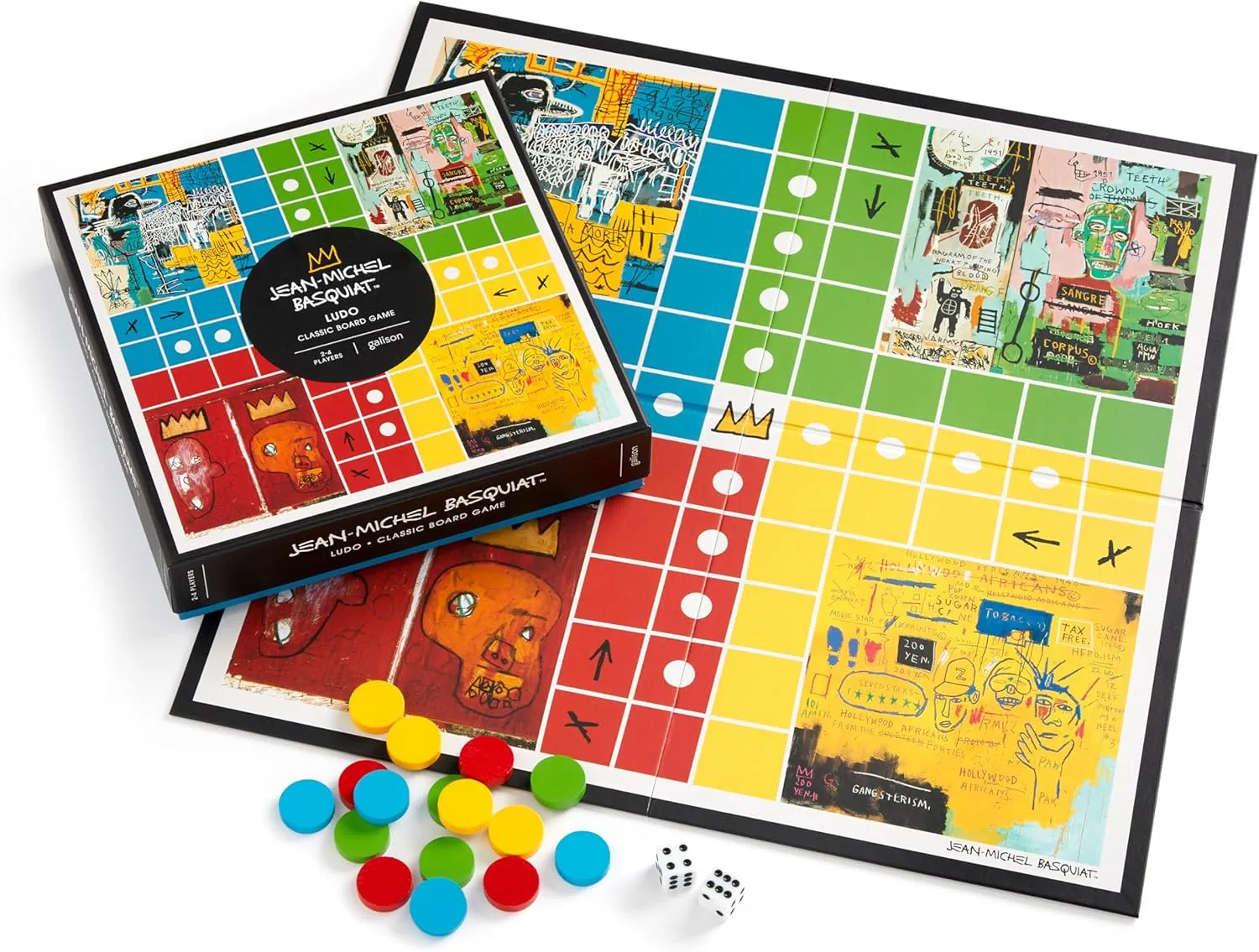 Galison Basquiat Ludo – Jean-Michel Basquiat Art Inspired Classic Ludo Board Game, 2-4 Players