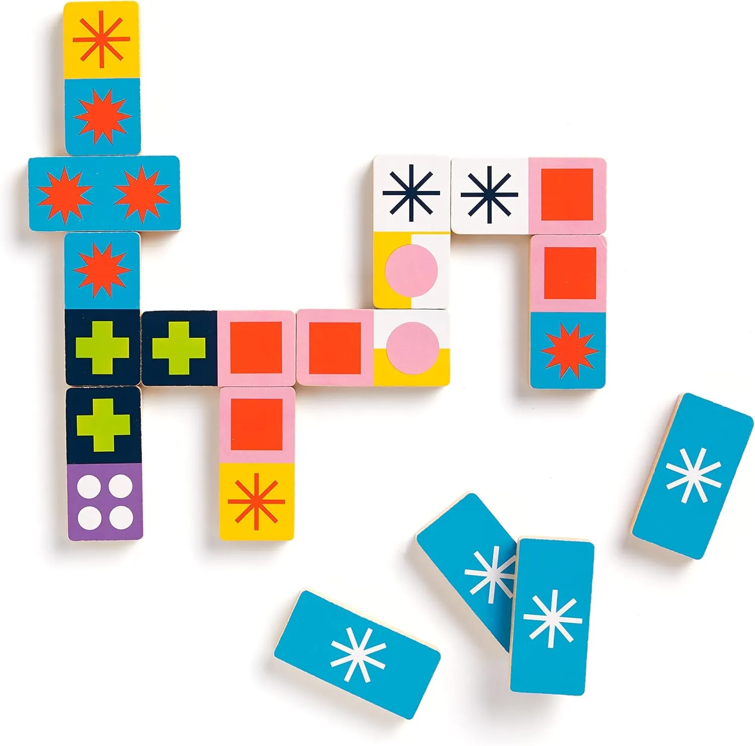 Galison Jonathan Adler Helinski Domino Set – 28 Double Sided Colorful Bright Design Tile Patterned Wooden Domino Pieces