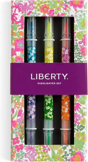 Galison Liberty Mitsi – Highlighter Set with 6 Neon Ink Colors Featuring Classic Japanese Design Inspired Mitsi Print