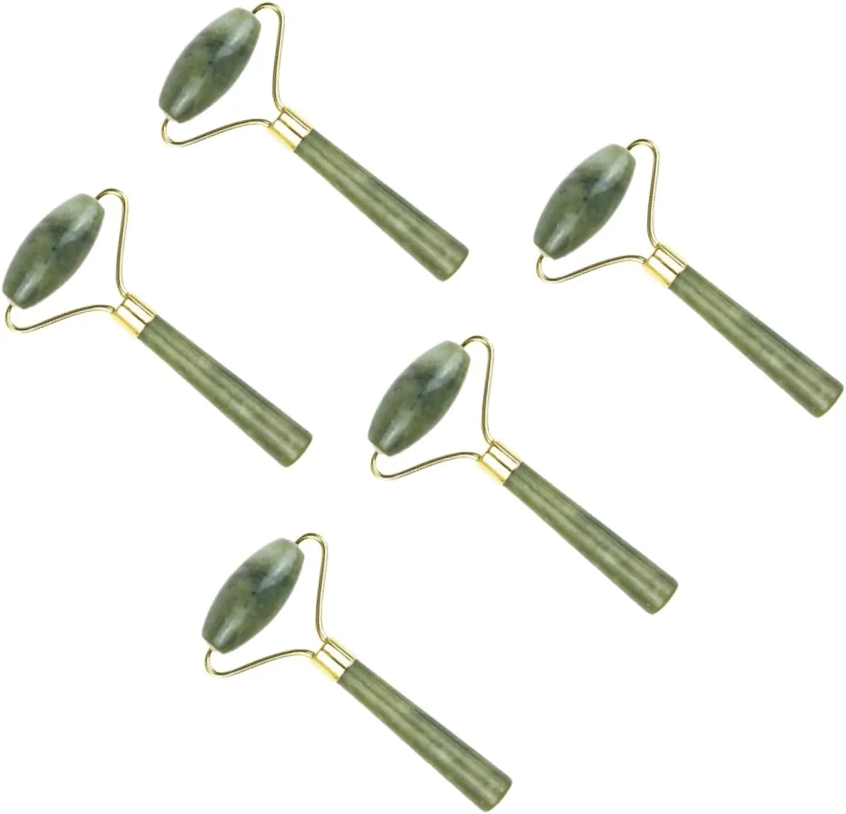 GALPADA 5pcs Jade Eye Skin Care Tool Natural Green Face Roller for -Aging Smooth Skin and Puffiness Relief Portable Facial Rolling Device for Home Use