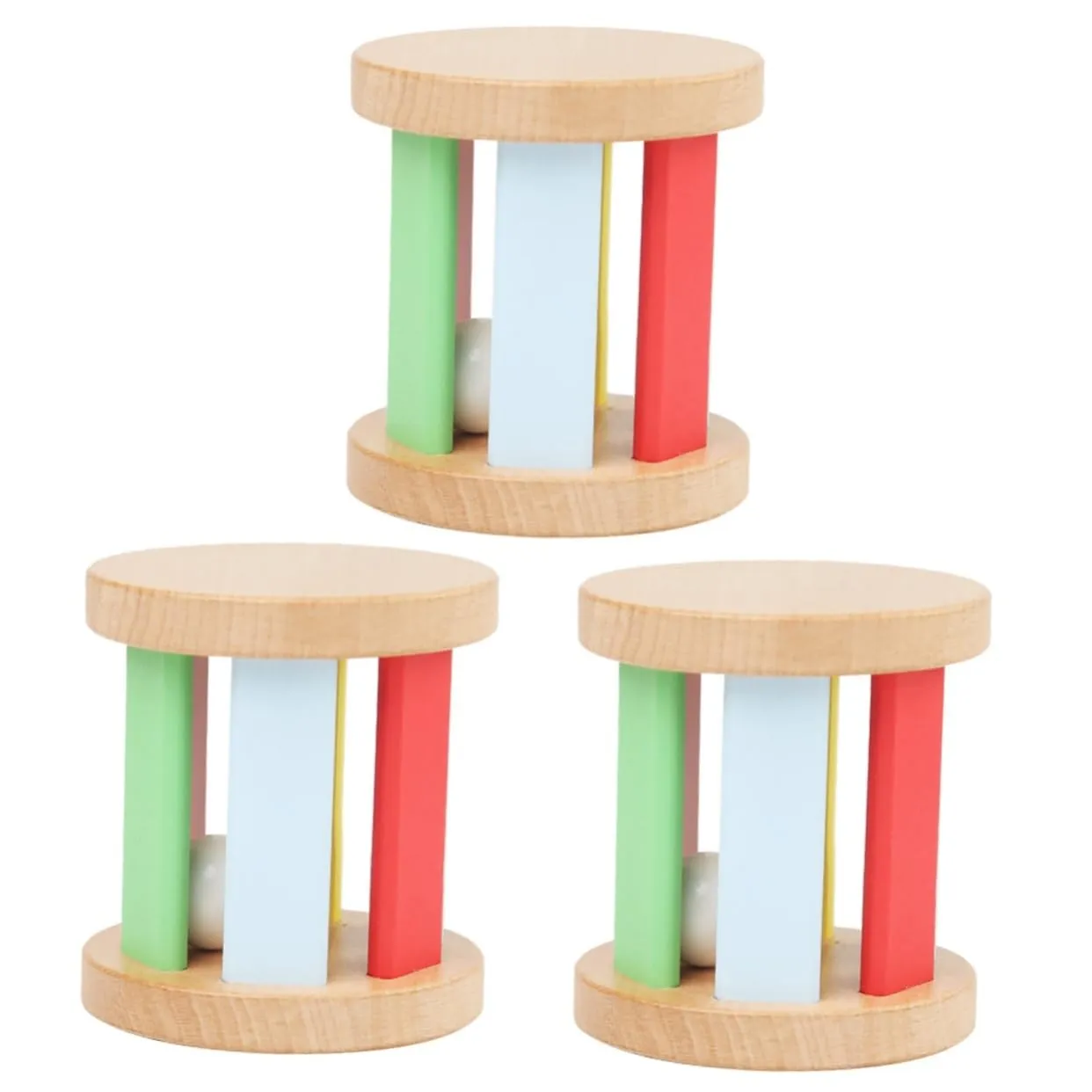 GALPADA Wooden Hand Rattle Roller for Boy Girl Montessori Early Education Musical Instrument Safe and Reusable Sensory Plaything for Newborns