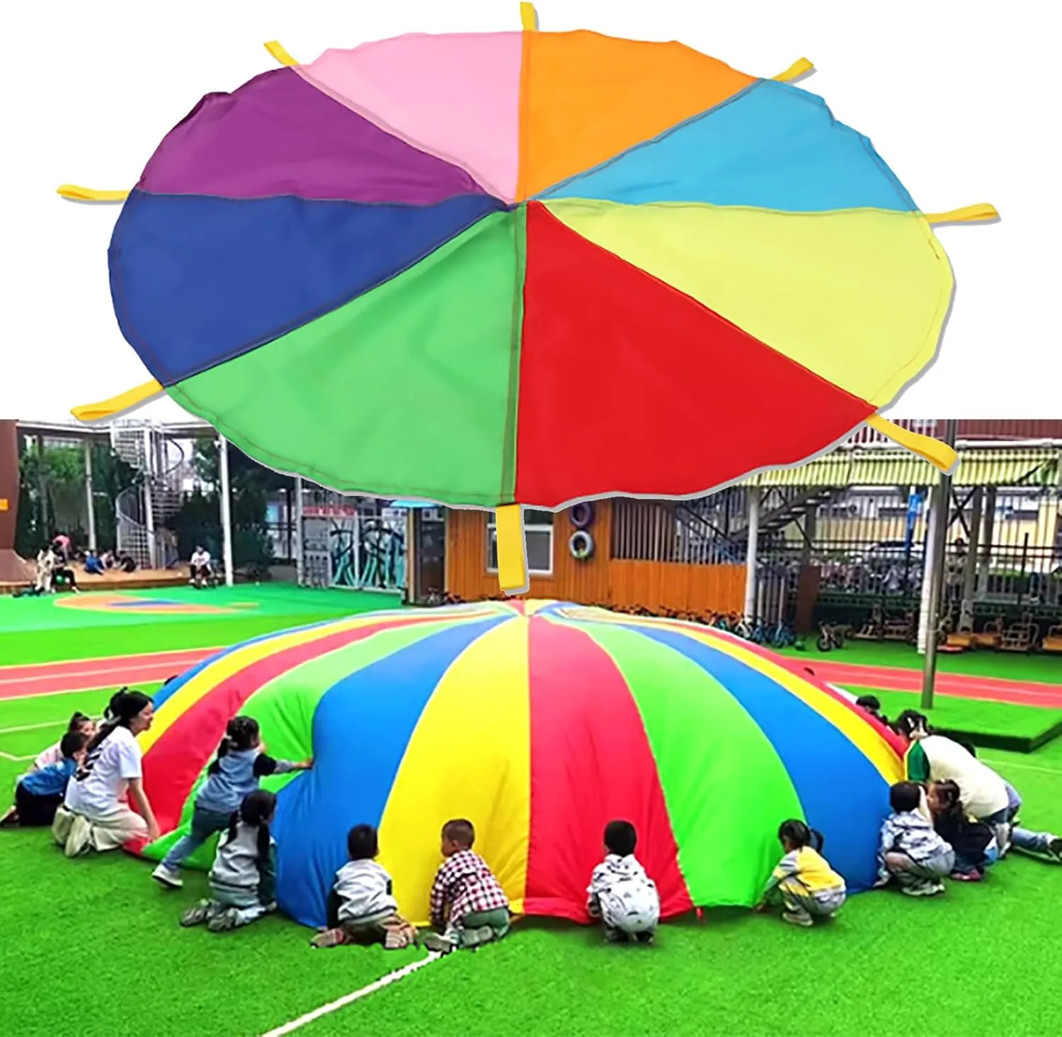 Game Colorful Umbrella Children Parachutes Toy Rainbow Parachutes Kids Outdoor Game Tent Game Kids Outdoor Umbrella Toy