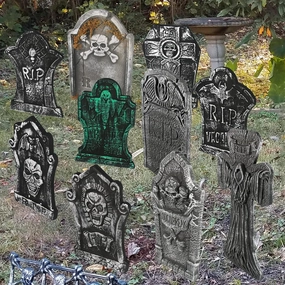 GameXcel Halloween Tombstone Decorations,10pcs Headstone Yard Signs, Gravestone Decor for Graveyard Outdoor Lawn Yard Garden Decorations Halloween Yard Stakes