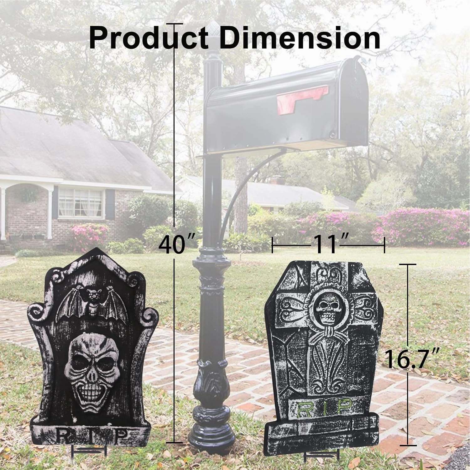 GameXcel Halloween Tombstone Decorations,10pcs Headstone Yard Signs, Gravestone Decor for Graveyard Outdoor Lawn Yard Garden Decorations Halloween Yard Stakes