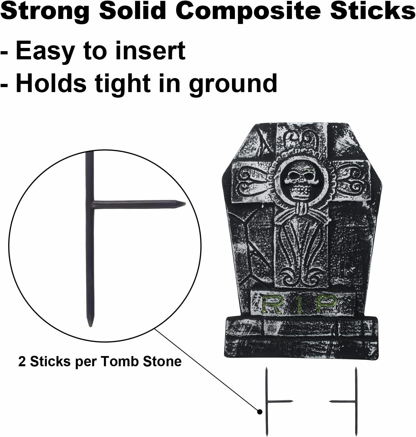GameXcel Halloween Tombstone Decorations,10pcs Headstone Yard Signs, Gravestone Decor for Graveyard Outdoor Lawn Yard Garden Decorations Halloween Yard Stakes