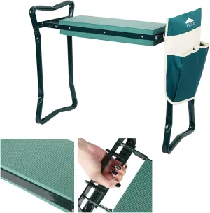 Garden Kneeler and Seat Foldable Garden Stools w/EVA Foam Kneeling Pad and Tool Pouch Portable Gardening Workseats Bench