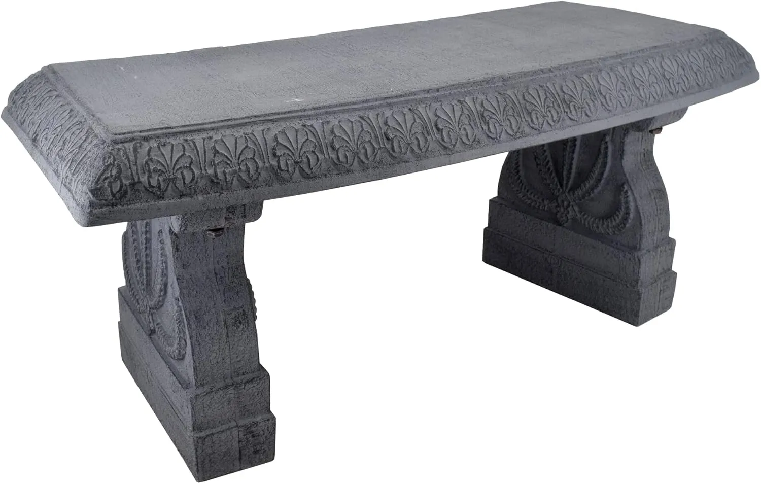Garden Products BE02 Fiberclay Garden, Outdoor Bench, Patio Seating for Front Porch Park Outside Furniture Decor, Gray