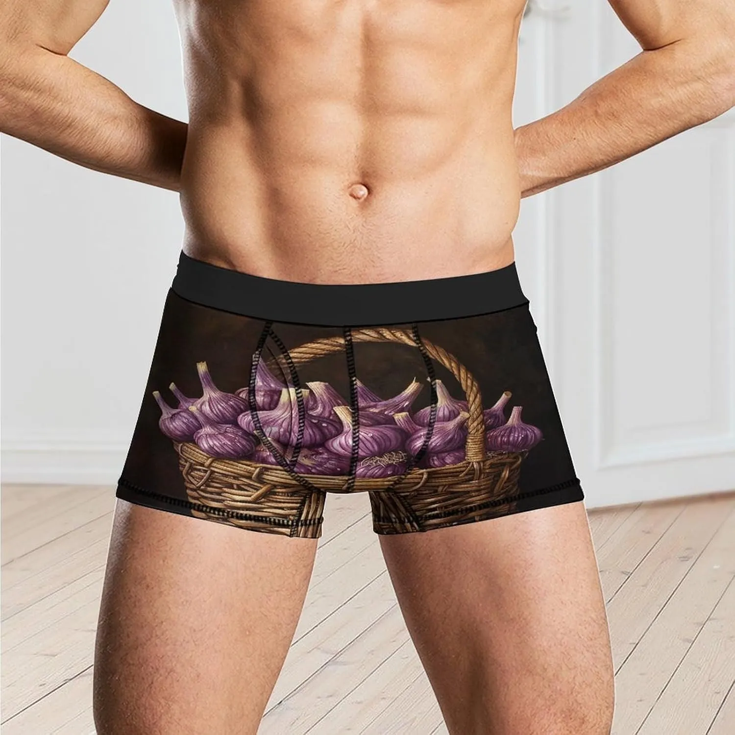 Garlic in Flower Basket Boxer Briefs Moisture Wicking Men's Underwear Ultra Comfortable Breathable Underwear