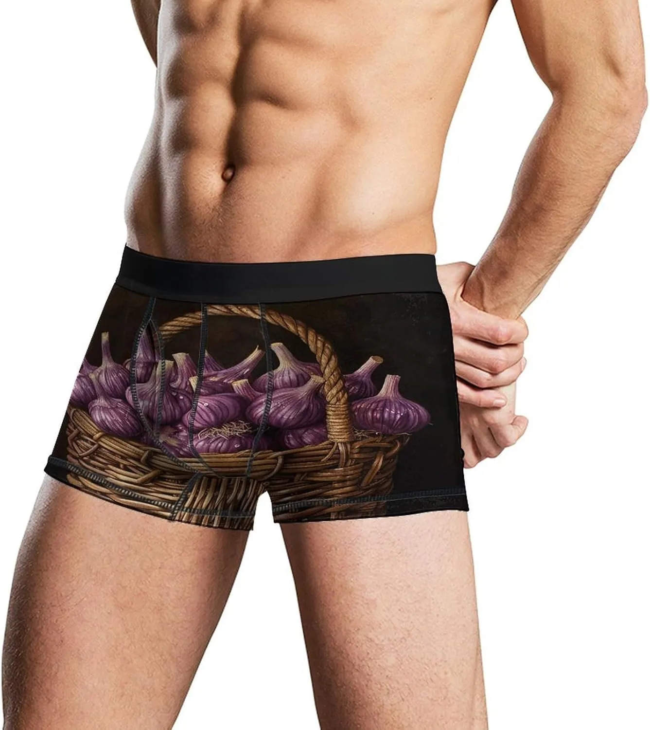 Garlic in Flower Basket Boxer Briefs Moisture Wicking Men's Underwear Ultra Comfortable Breathable Underwear