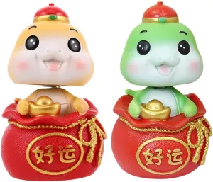 Gatuida 2pcs Mini Snake Model Decor Cute Cartoon Snake Figurine Ornament for Car Desktop Office Charming Design Lucky Symbol Compact Year