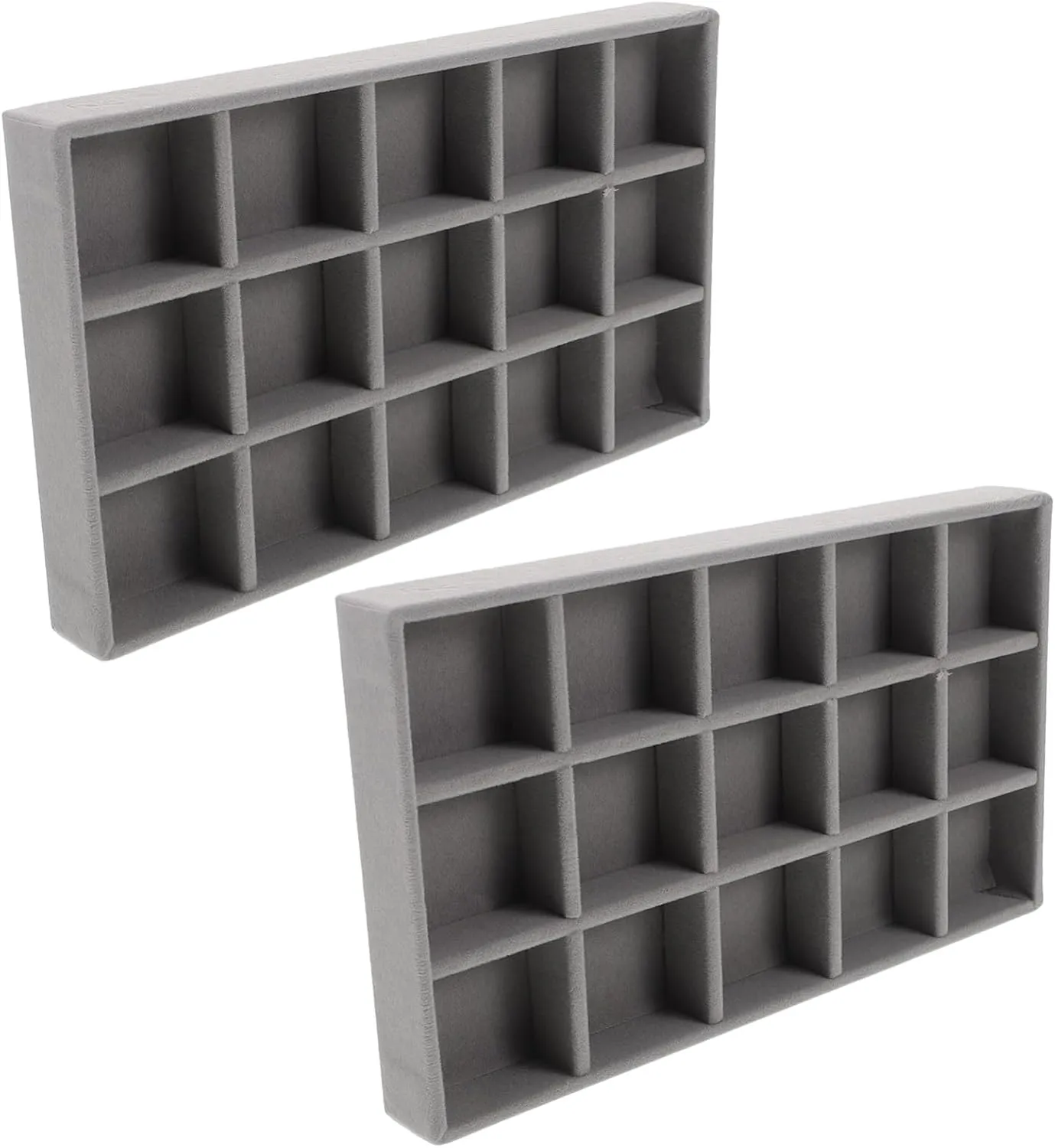 Gatuida 5pcs Stackable Velvet Jewelry Organizer Tray with Slots for Jewelry Storage Display Case for Earrings Bracelets Necklaces and Rings Elegant Grey Design for Women