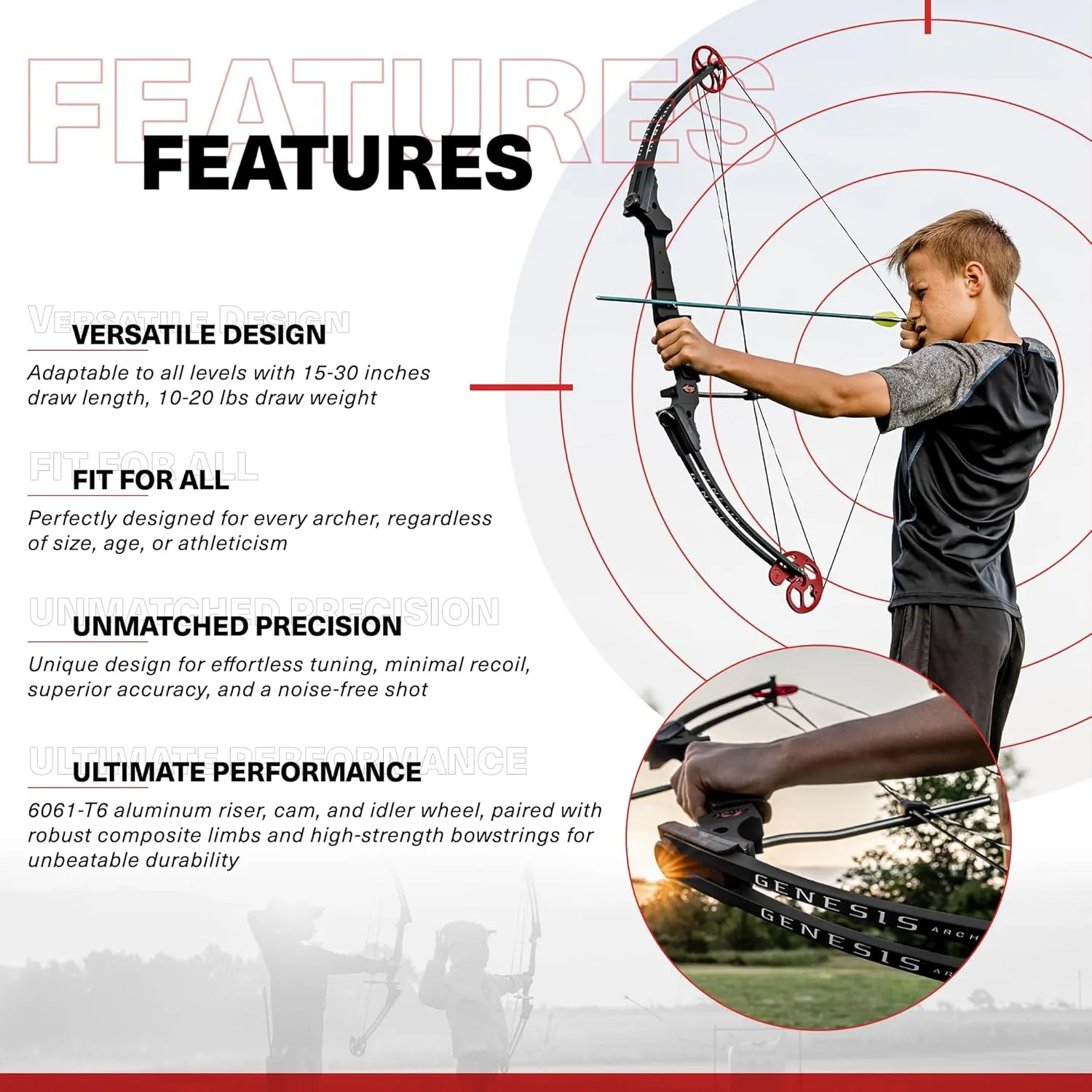 Genesis Original Bow, Lightweight Archery Compound Bow, Left and Right Hand Options