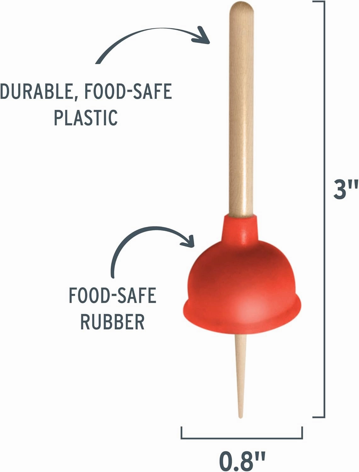Genuine Fred PARTY POOPERS, Plunger Cocktail Picks, 12 Picks