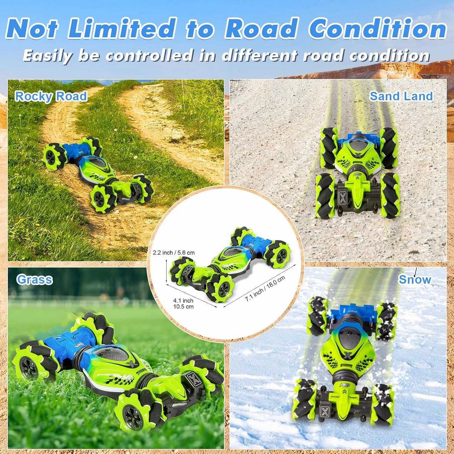 Gesture RC Car, 2.4GHz 4WD Gesture Sensing RC Stunt Car Toys for 6-12 Years Old Boys Girls, Hand Controlled Remote Drift Twist Offroad 360° Rotation with Lights Music for Birthday Gifts