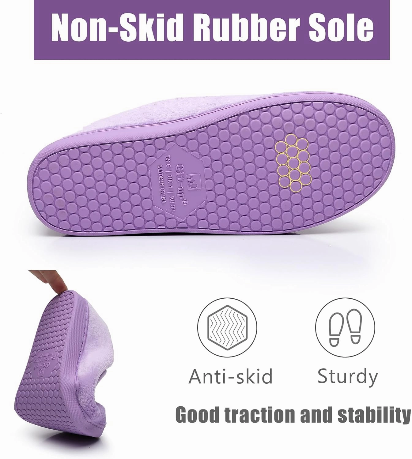 Git-up Women Soft wide Slippers Memory Foam Closed Toed Diabetic Arthritis Edema House Slippers