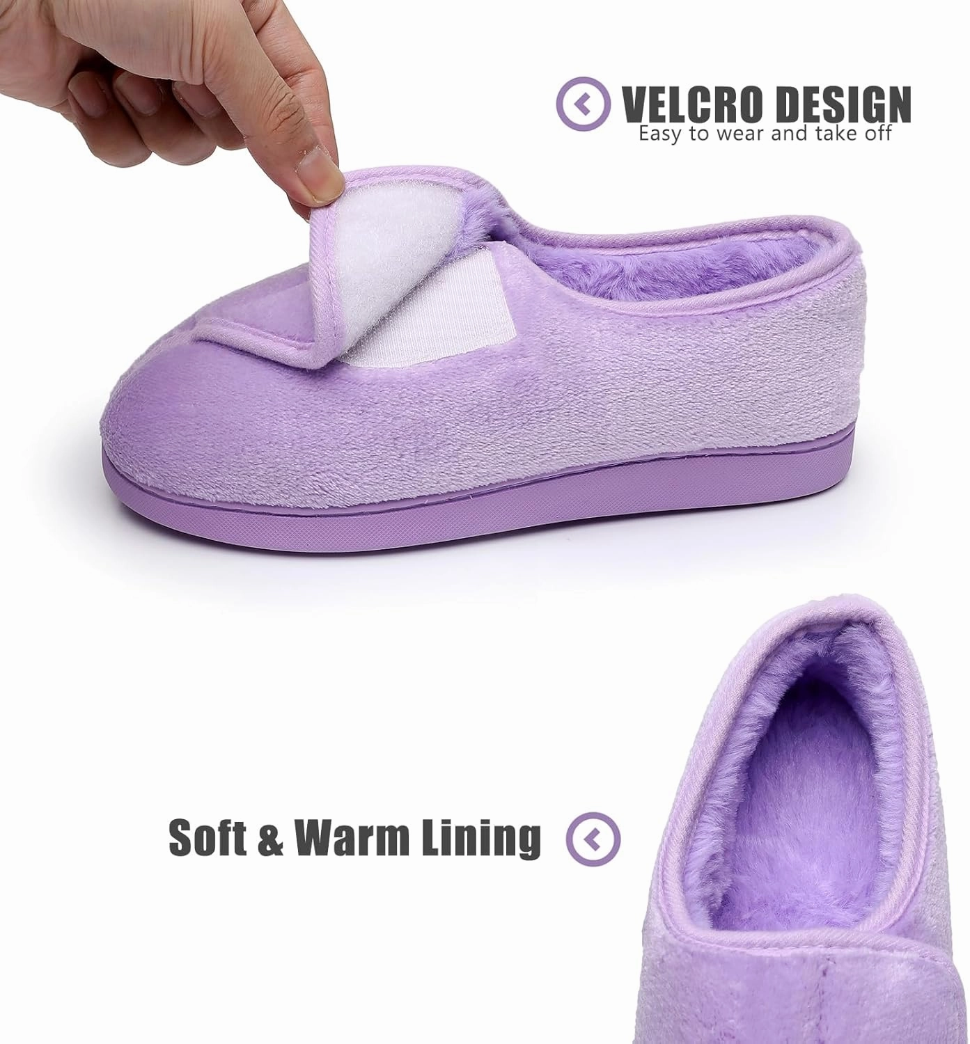 Git-up Women Soft wide Slippers Memory Foam Closed Toed Diabetic Arthritis Edema House Slippers