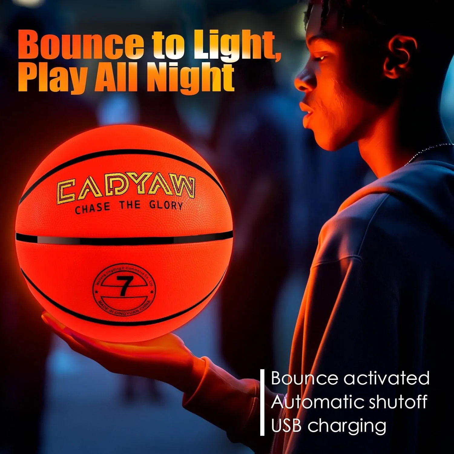 Glow in The Dark Basketball, Light Up LED Basket Ball Size 7, Rechargeable, Outdoor Sports Gear Accessories, Cool Stuff Boy Toys for Night Games, Birthday Gift Ideas for Kids Age 8-15 Teenage
