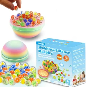 Glow-in-The-Dark Marble Balance Game: 60 Colorful Marbles Rainbow Base, Fun Family Board Game for 1-6 Players, Educational Toy for Kids Teens Adults, Perfect for Birthday Party Travel