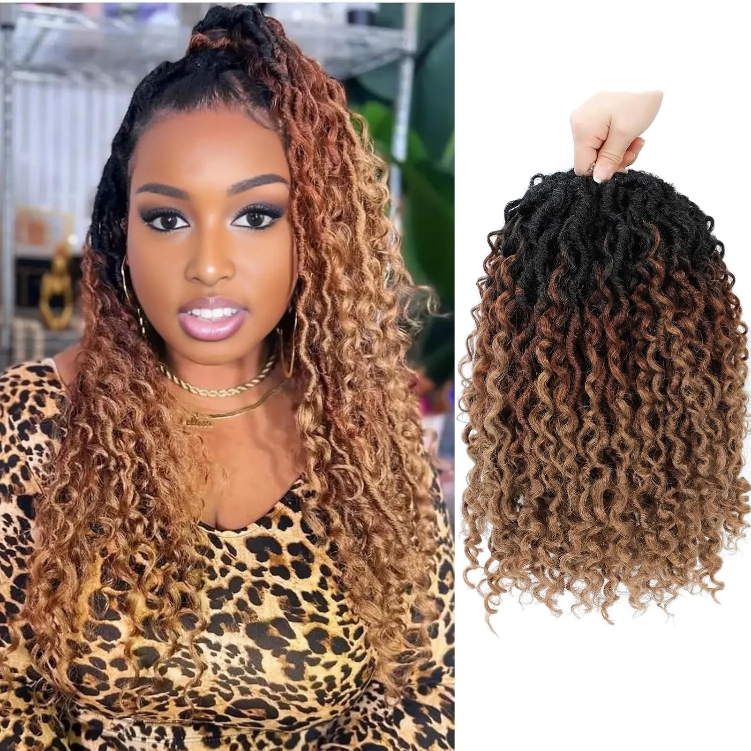 Goddess Locs Crochet Hair 12 Inch Goddess Faux Locs Crochet Hair for Black Women 6 Packs Boho Crochet Locs with Curly Ends T1b/30/27