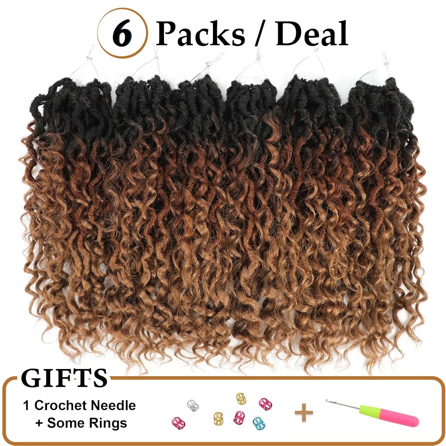 Goddess Locs Crochet Hair 12 Inch Goddess Faux Locs Crochet Hair for Black Women 6 Packs Boho Crochet Locs with Curly Ends T1b/30/27