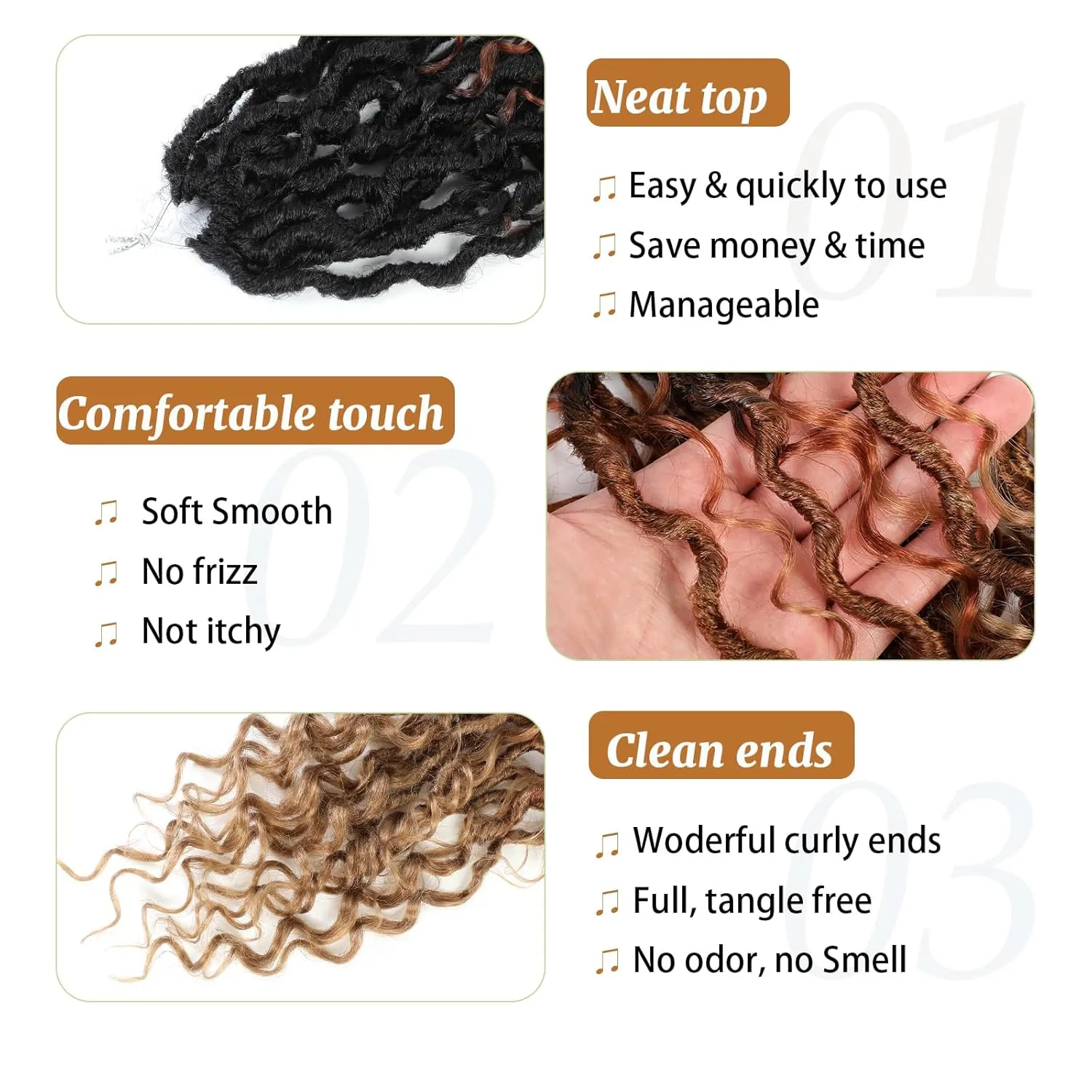 Goddess Locs Crochet Hair 12 Inch Goddess Faux Locs Crochet Hair for Black Women 6 Packs Boho Crochet Locs with Curly Ends T1b/30/27