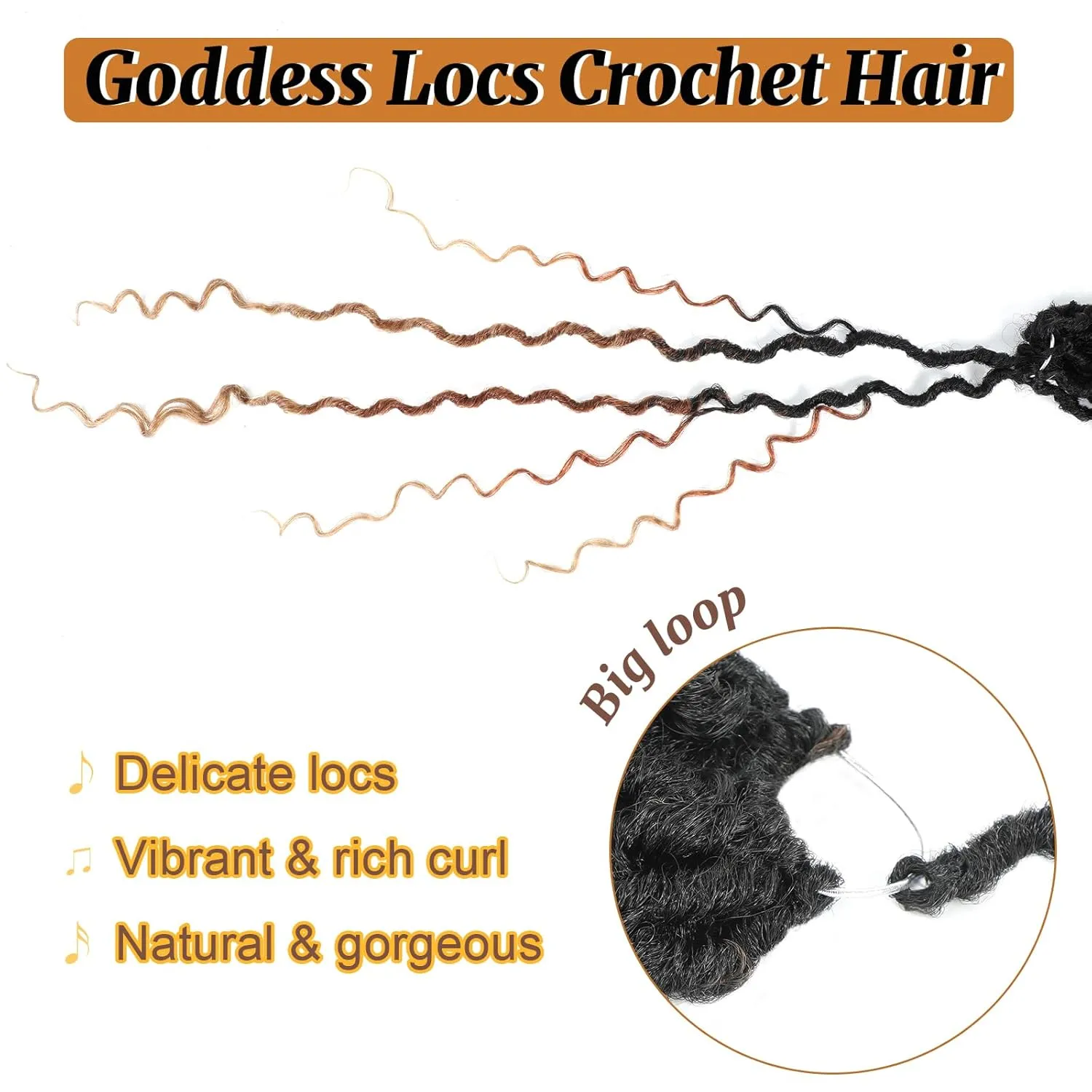Goddess Locs Crochet Hair 12 Inch Goddess Faux Locs Crochet Hair for Black Women 6 Packs Boho Crochet Locs with Curly Ends T1b/30/27