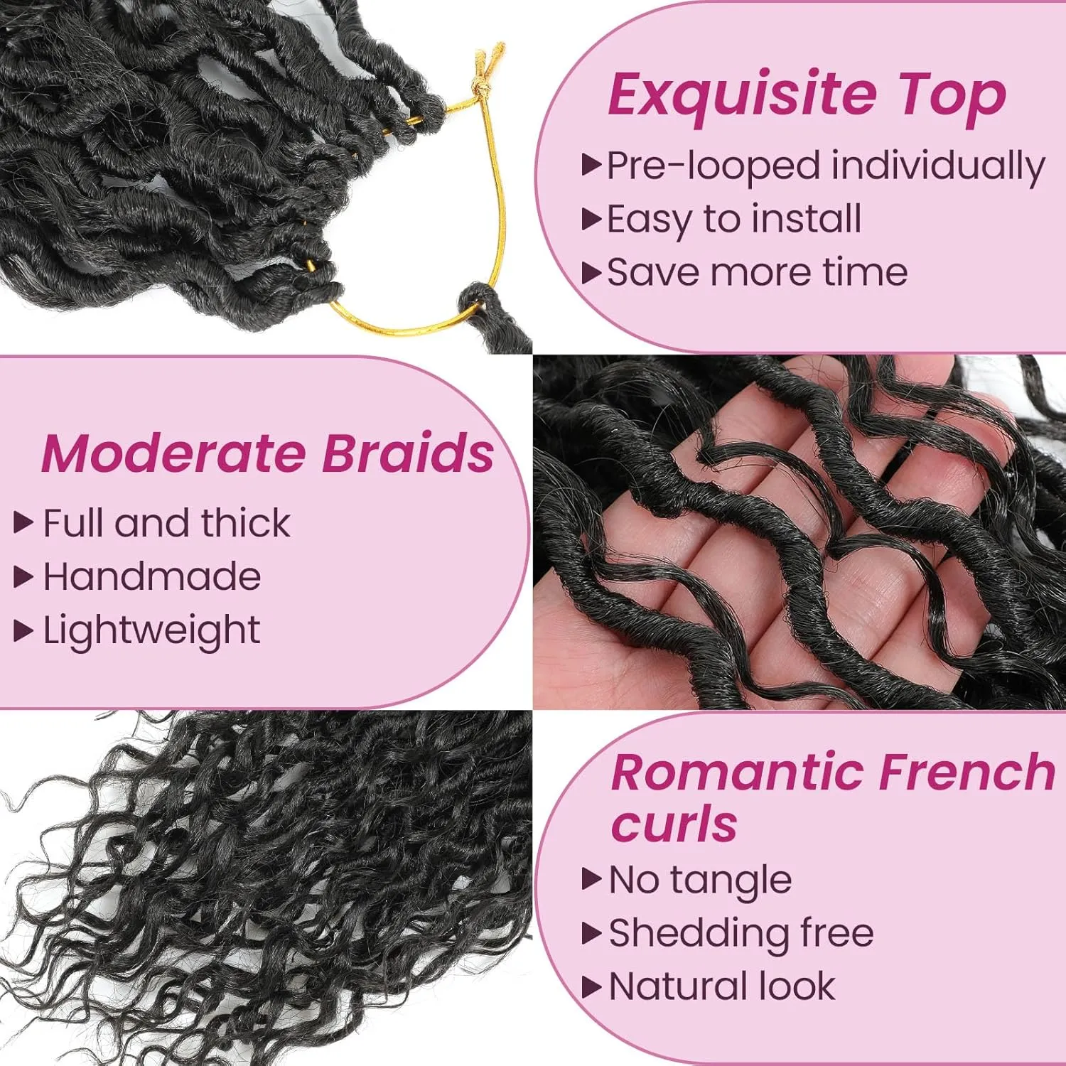 Goddess Locs Crochet Hair 16 Inch 8 Packs Boho Faux Locs Crochet Hair For Black Women Soft Crochet Locs Synthetic Hippie Locs Pre Looped Crochet Braids Curly Ends