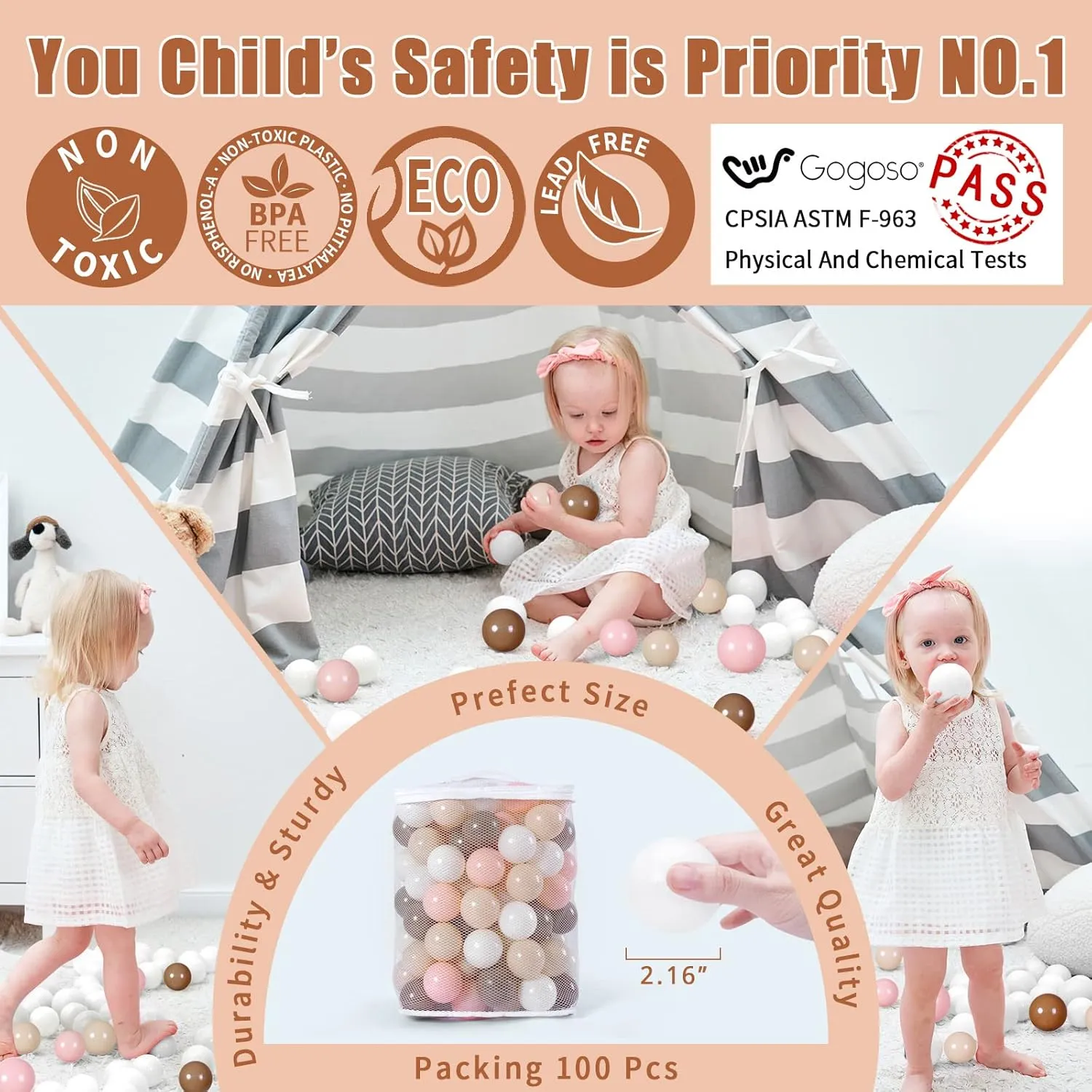 GOGOSO Ball Pit Balls for Toddlers Kids Plastic Balls for Ball-Pit Playpen Pool Baby Pastel Party Decor Fun Shaped Star Bulk 50 100 200 500 1000 Count