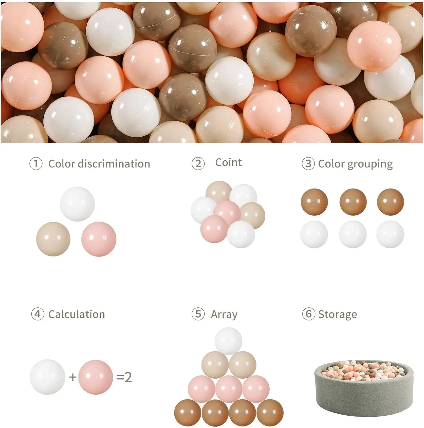 GOGOSO Ball Pit Balls for Toddlers Kids Plastic Balls for Ball-Pit Playpen Pool Baby Pastel Party Decor Fun Shaped Star Bulk 50 100 200 500 1000 Count