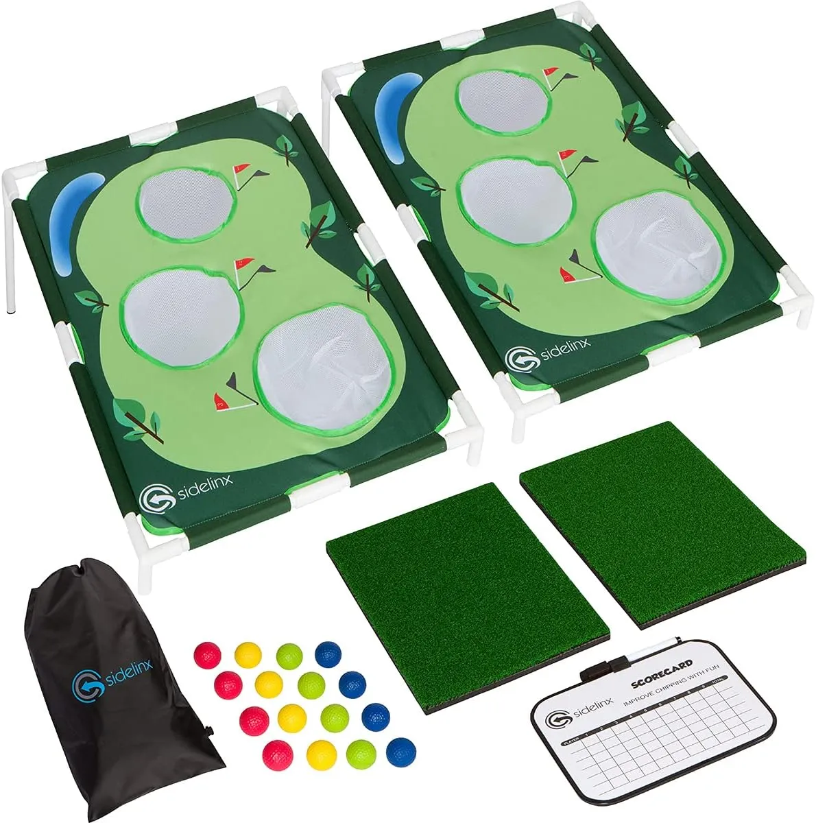 Golf Cornhole Set - Golf Yard Game - Chipping Practice Set for Both Indoors and Outdoors - Perfect Golf Gift for Men