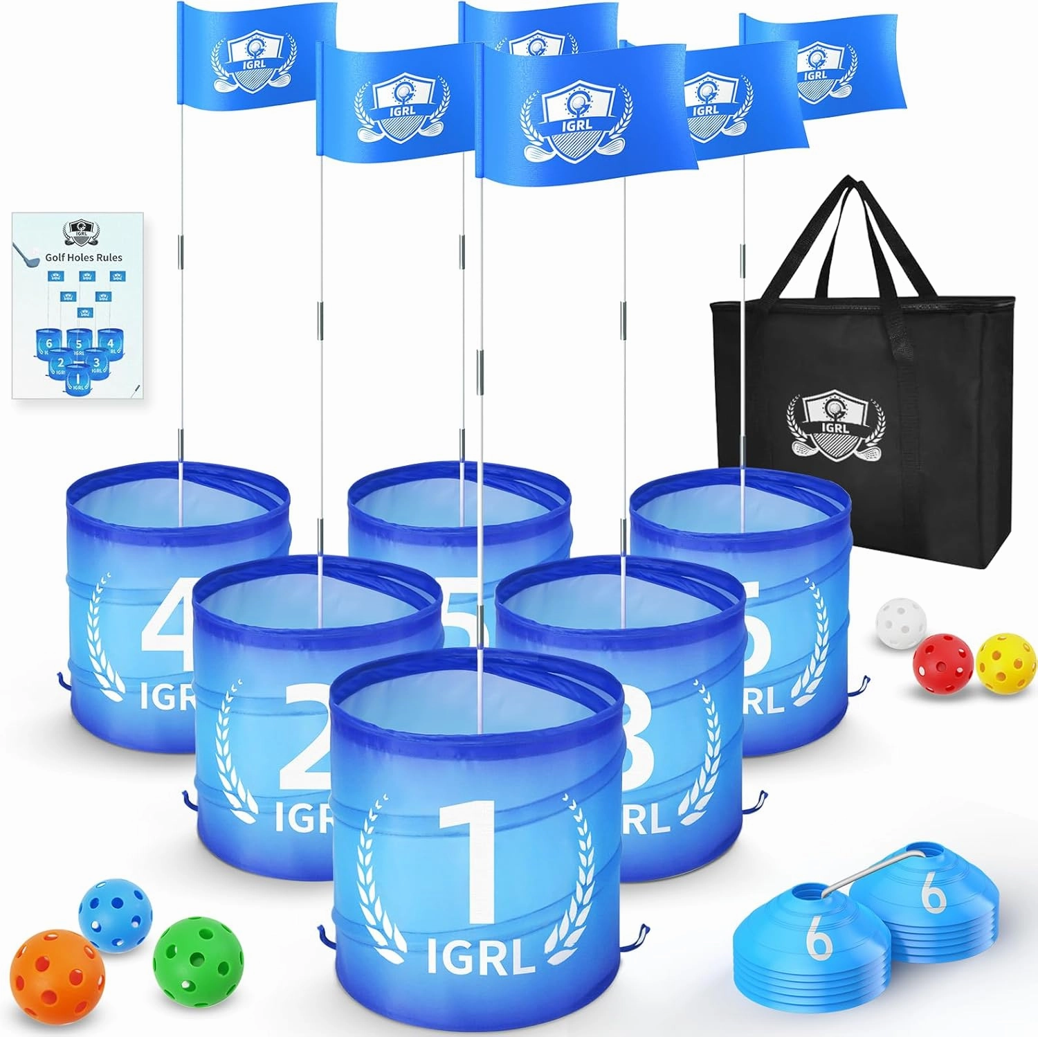 Golf Yard Game - 6 Holes Backyard Golf Games for Adults, Golf Chipping Game Set with Balls, Carry Bag, Flag & Obstacles, Outdoor Indoor Golf Gifts for Men Lawn, Beach, Camping, Park, Hotel