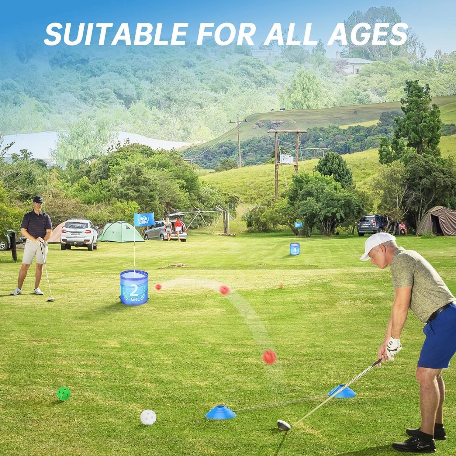 Golf Yard Game - 6 Holes Backyard Golf Games for Adults, Golf Chipping Game Set with Balls, Carry Bag, Flag & Obstacles, Outdoor Indoor Golf Gifts for Men Lawn, Beach, Camping, Park, Hotel