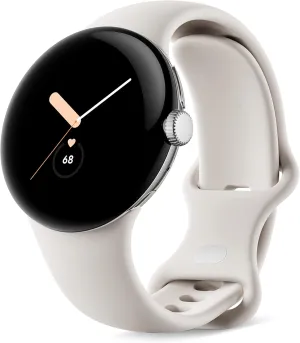Google Pixel Watch 1st Gen (Previous Model) - Android Smartwatch with Fitbit Activity Tracking - Heart Rate Tracking Watch - Polished Silver Stainless Steel case with Chalk Active band - LTE