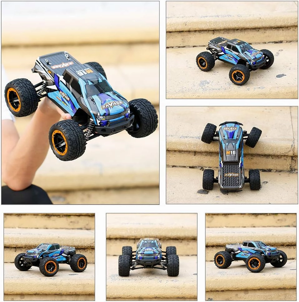 GoolRC 16889A RC Car, 1:16 Scale Remote Control Car, 4WD 45KM/H High Speed RC Truck with Brushless Motor, 2.4GHz All Terrain Off Road RC Crawler, Electric Vehicle Toy for Kids and Adults (Blue)