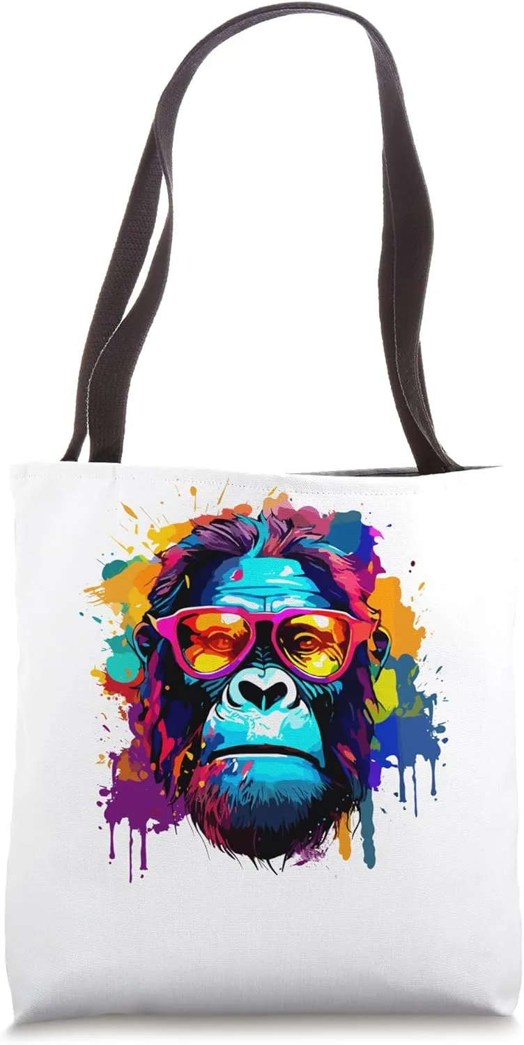 Gorilla Colorful Psy Crazy Love Rave Trance Abstract Tote Bag